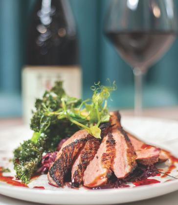 HYDE Hotel | Galway | steak and wine at a dinner setting in HYDE bar